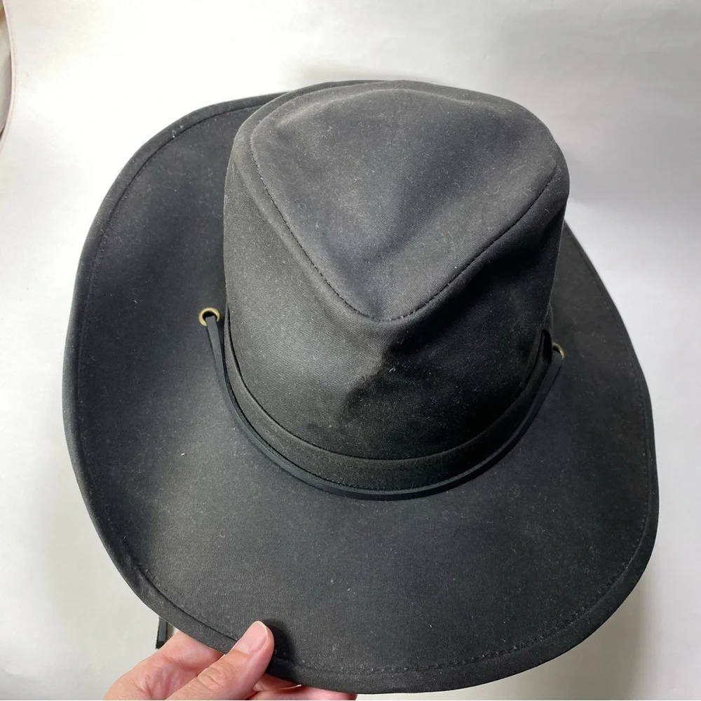 Oilskin Water Repellent Outback Style Brimmed Hat Chin Strap NWT S